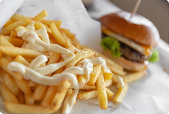French fries and a hamburger